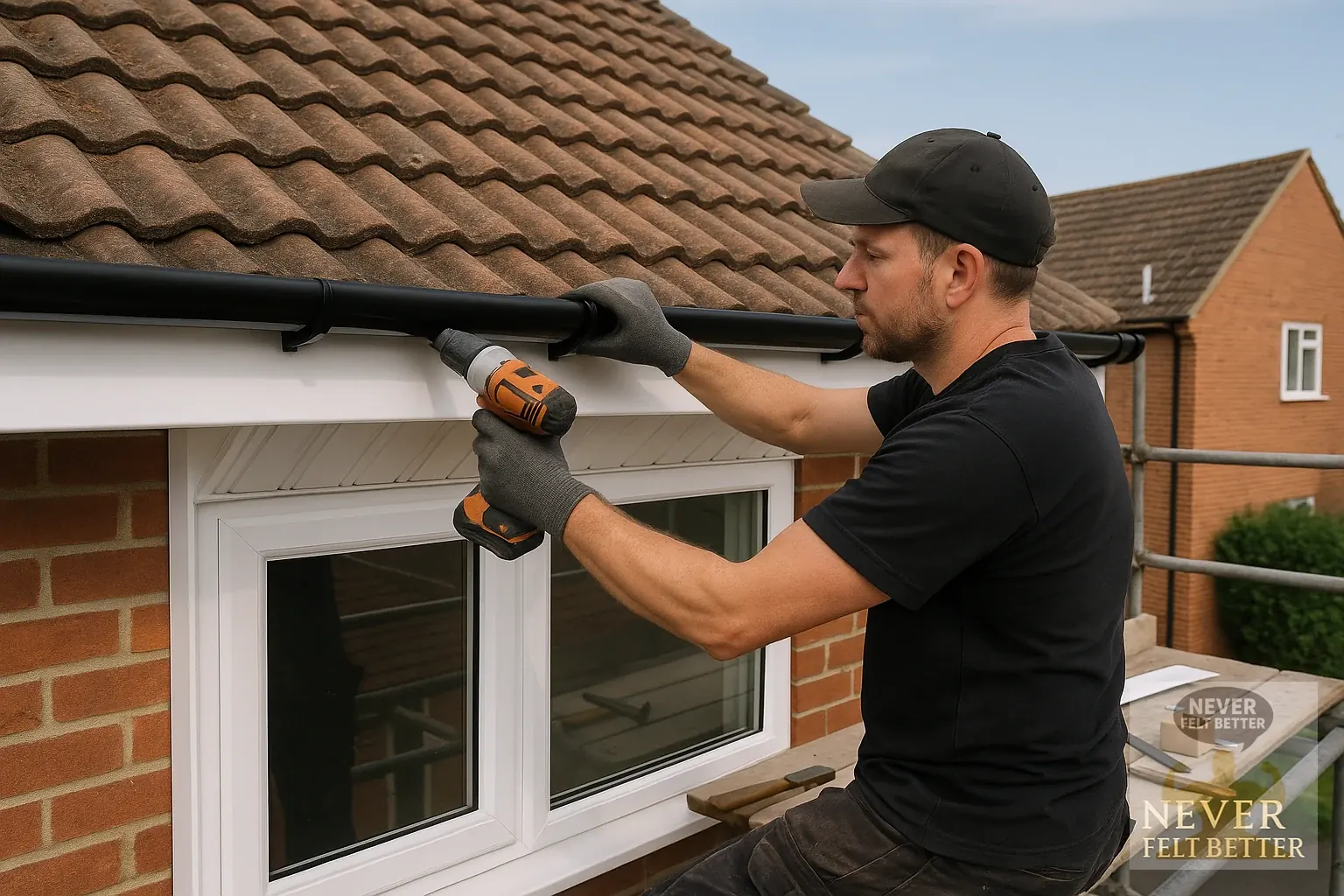 New white UPVC fascias, soffits and guttering installed on a Surrey home — Never Felt Better